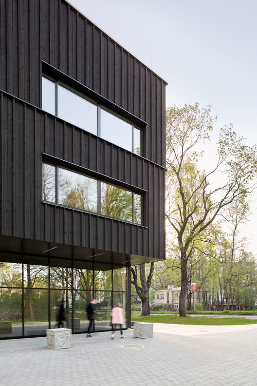 Media Building of Riga Art and Media School / MADE arhitekti - Exterior Photography, Facade, Bench