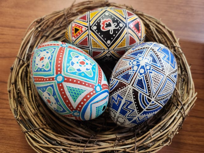 Amarillo Veterans learn how to create Pysanka eggs as a form of art therapy during CreatiVets program, brought to Amarillo by local veteran Maria Hernandez.