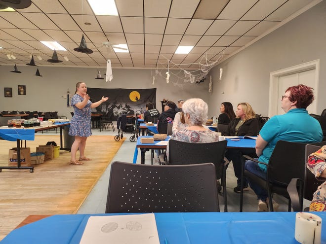 Amarillo Art Institute instructor, artist, and veteran spouse Abigail Sqyres teaches Amarillo veterans how to create and Pysanka egg as a part of veteran art therapy that Maria Hernandez hopes to establish in Amarillo.