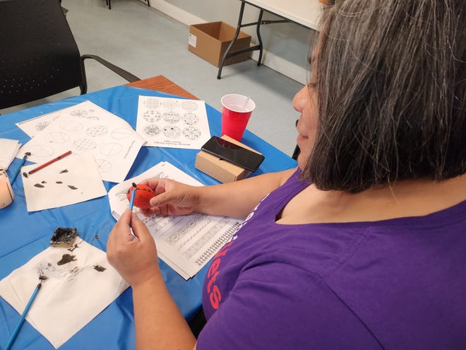 Maria Hernandez local veteran, creates her Pysanka and invites veterans to her upcoming Amarillo Warriors Heart for Art: Glass Blowing Workshop, held Dec. 9 from 10 a.m. to noon held at the Sunset Center located at 3701 Plains Blvd.