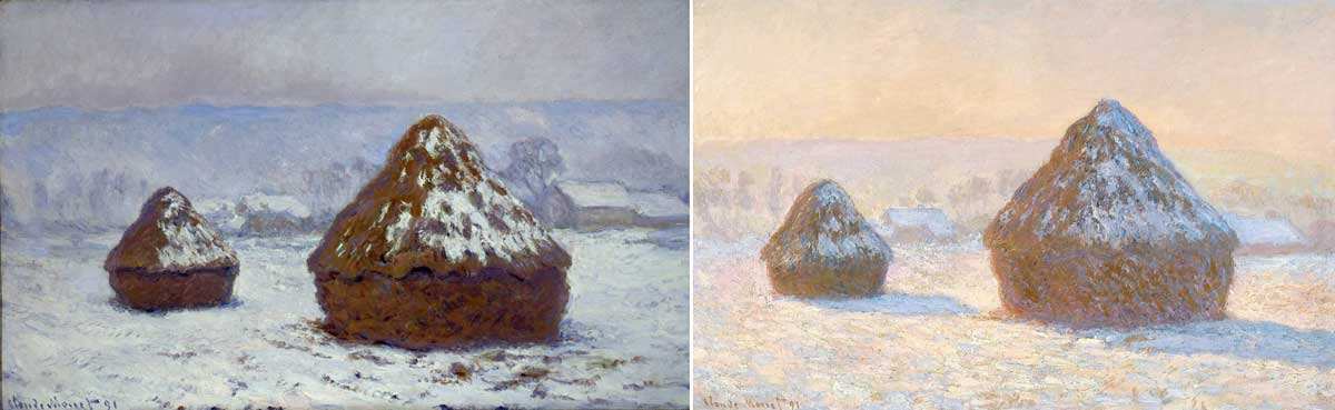 claude monet grainstacks snow effect painting