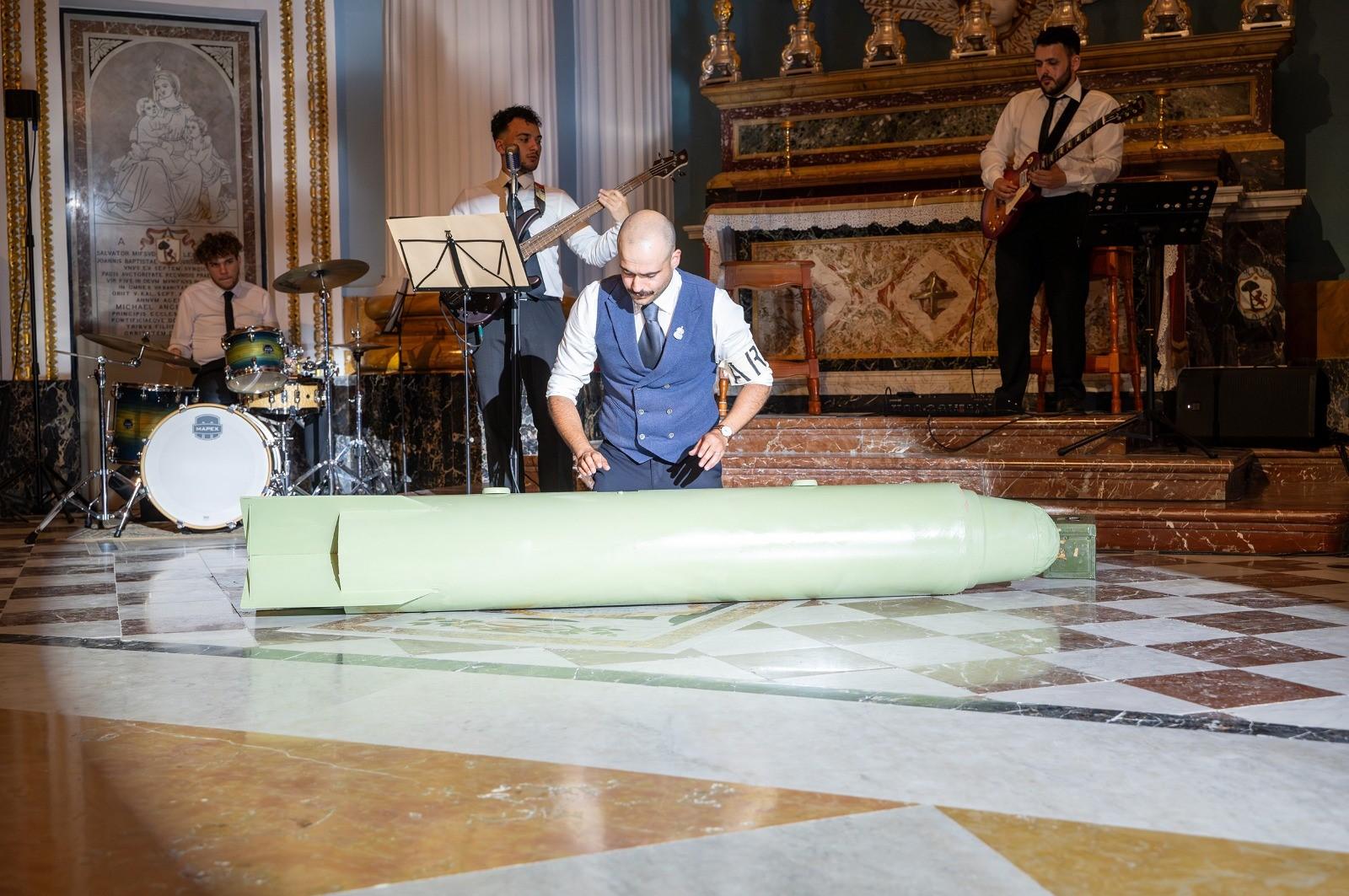 Jeremy Grech in a rehearsal for <em>Diary of War: The Mosta Rotunda</em>.