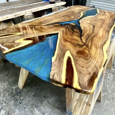 A custom table by Dustin Mclaughlin with The Humblewood Company features epoxy, location and date unspecified | Photo courtesy of Dustin Mclaughlin, St. George News