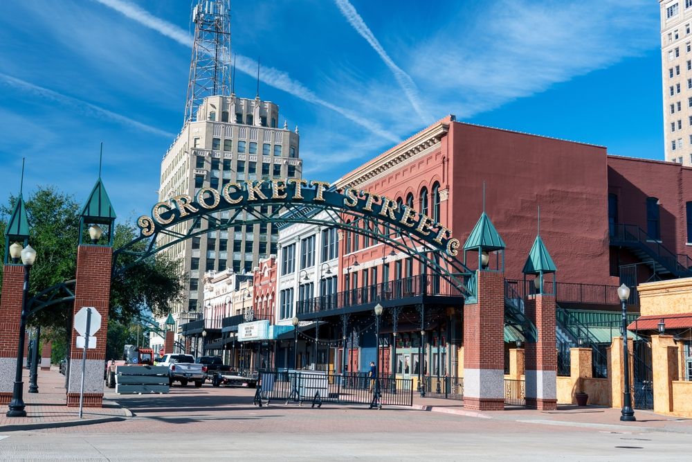 Historic Crockett Street in Downtown Beaumont, Texas, USA