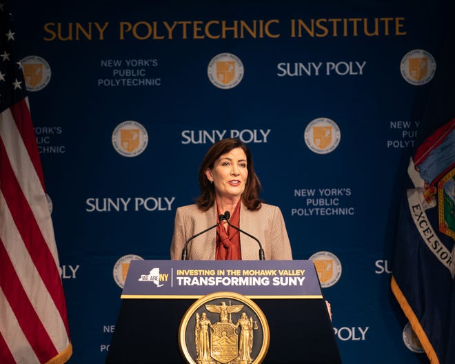 New York State Governor Kathy Hochul announced the state is investing $44 million in the health and advanced manufacturing programs at SUNY Polytechnic Institute in Marcy, NY on Friday, November 17, 2023.