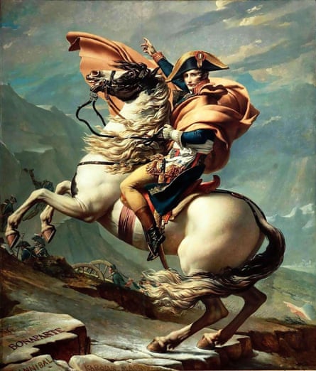 All curls pointing forward … Napoleon Crossing the Alps, 1805, by Jacques-Louis David.