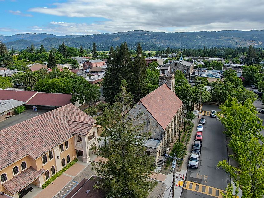 The picturesque mountain town of St. Helena, California.