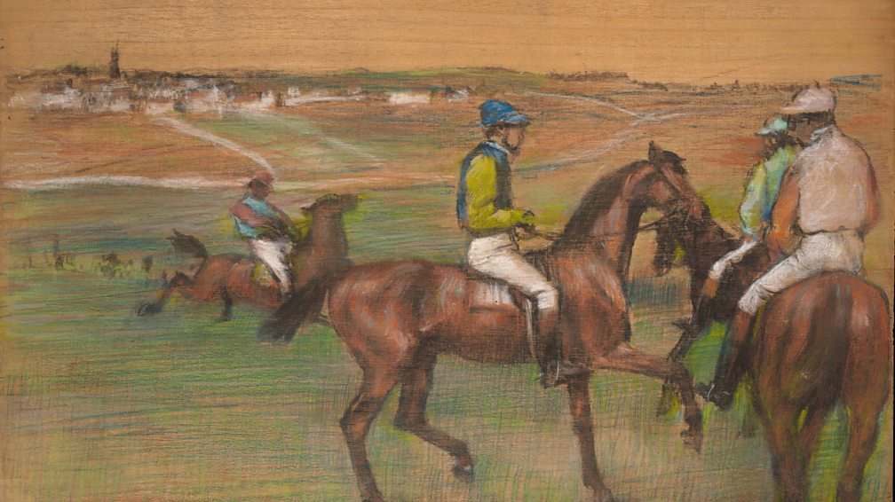 Getty Images The impressionist Edgar Degas captured ominous yellow skies in his painting Race Horses (Credit: Getty Images)