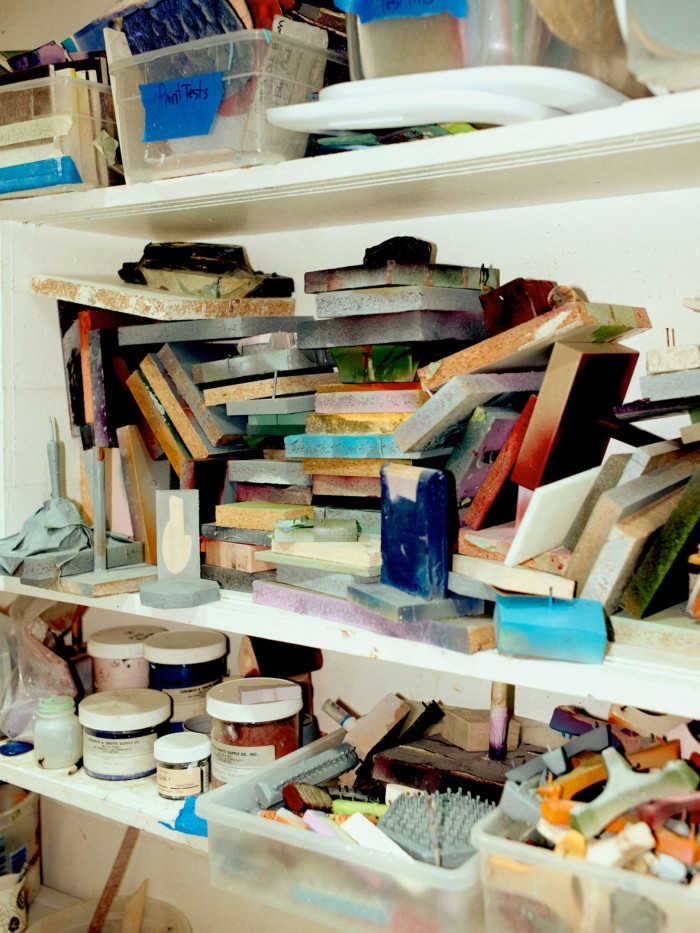 Piles of small ceramic squares