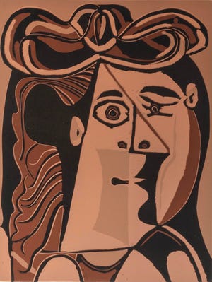 Head of Woman with a Hat, 1948–49, Pablo Picasso. Printed by Mourlot, third impression of state three.