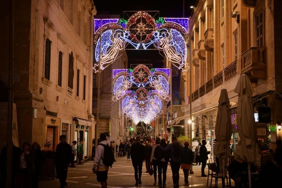 This year's Christmas lights in Republic Street, Valletta.