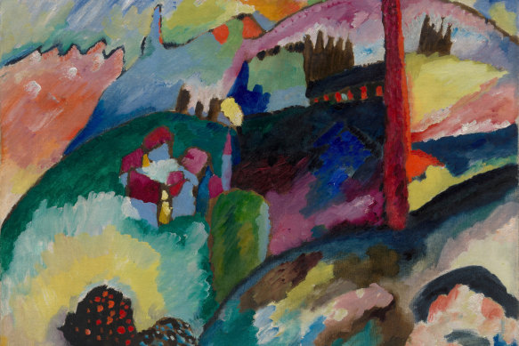 Vasily Kandinsky ‘Landscape with factory chimney’ 1910, oil on canvas, 66 x 81.9 cm, Solomon R. Guggenheim Museum, New York, Solomon R. Guggenheim Founding Collection, by gift.