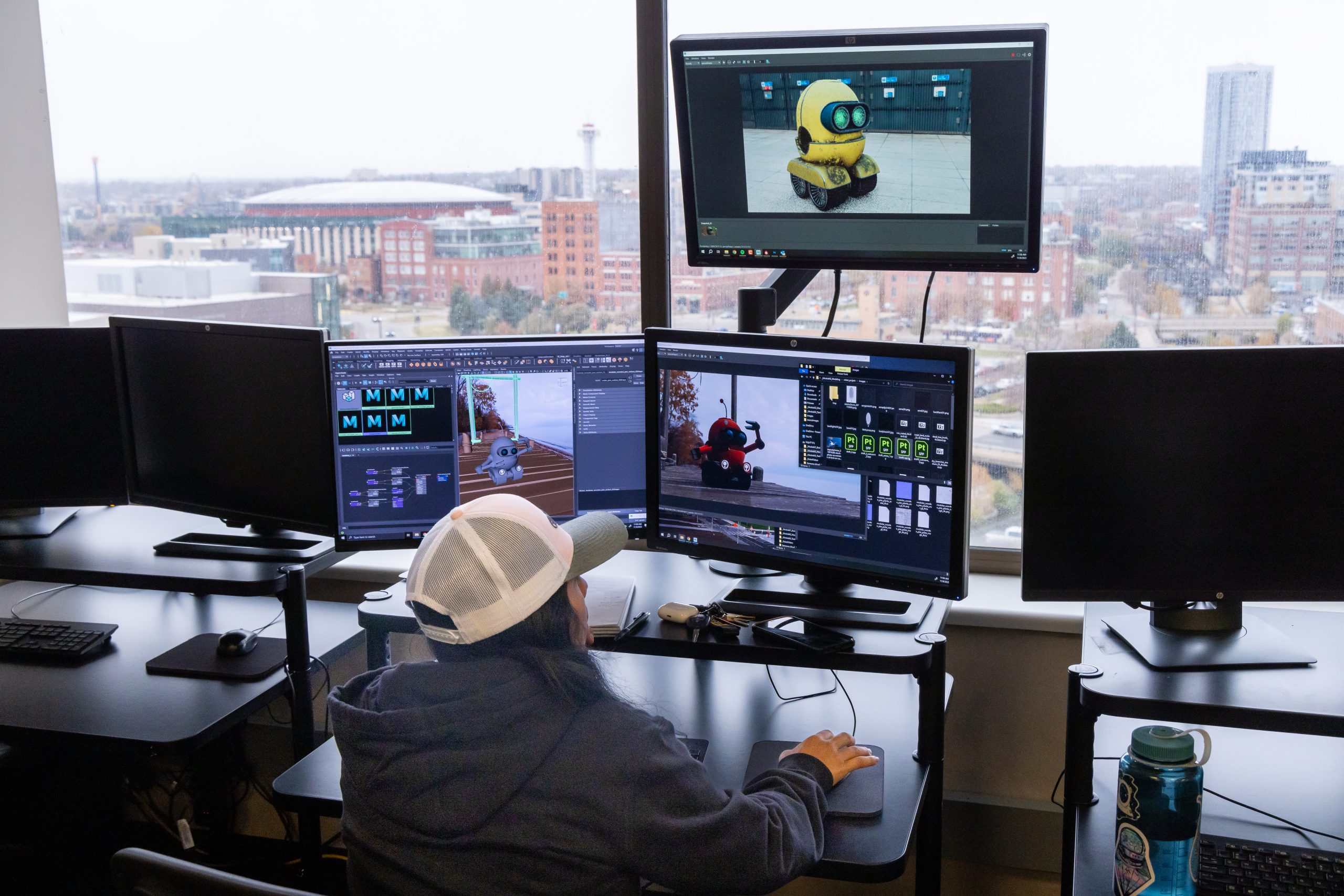 A 3D Graphics & Animation student works on a design in the Digital Animation Center.