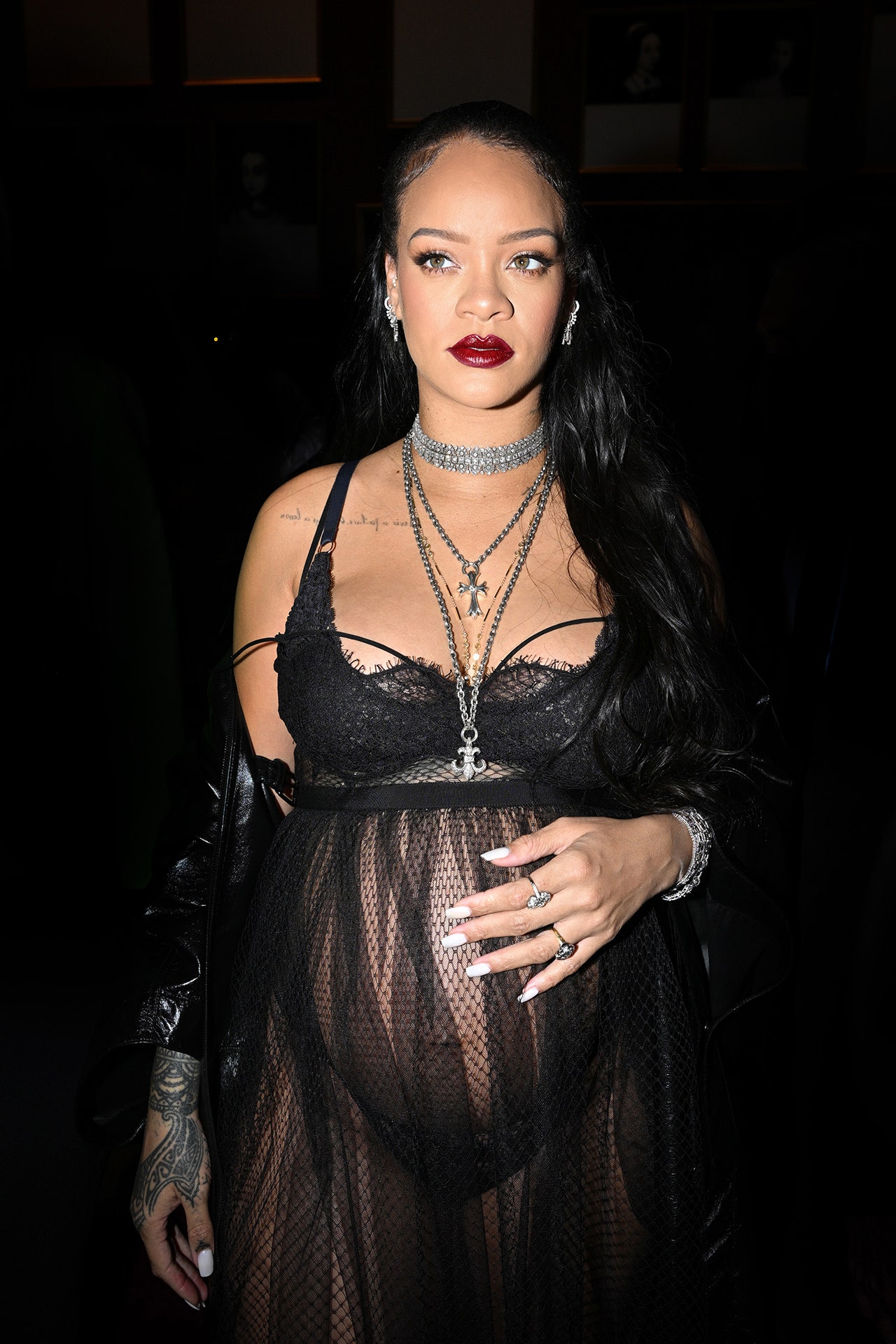 Rihanna wears a Chrome Hearts cross necklace 2022