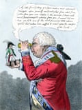 Gillray depicts King George III and a tiny Napoleon.