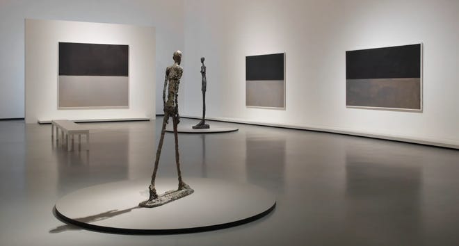 Paintings by Mark Rothko and sculptures by Alberto Giacometti