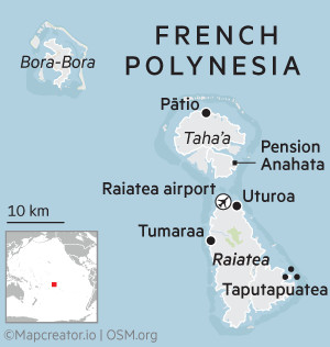 Map of Raiatea in French Polynesia