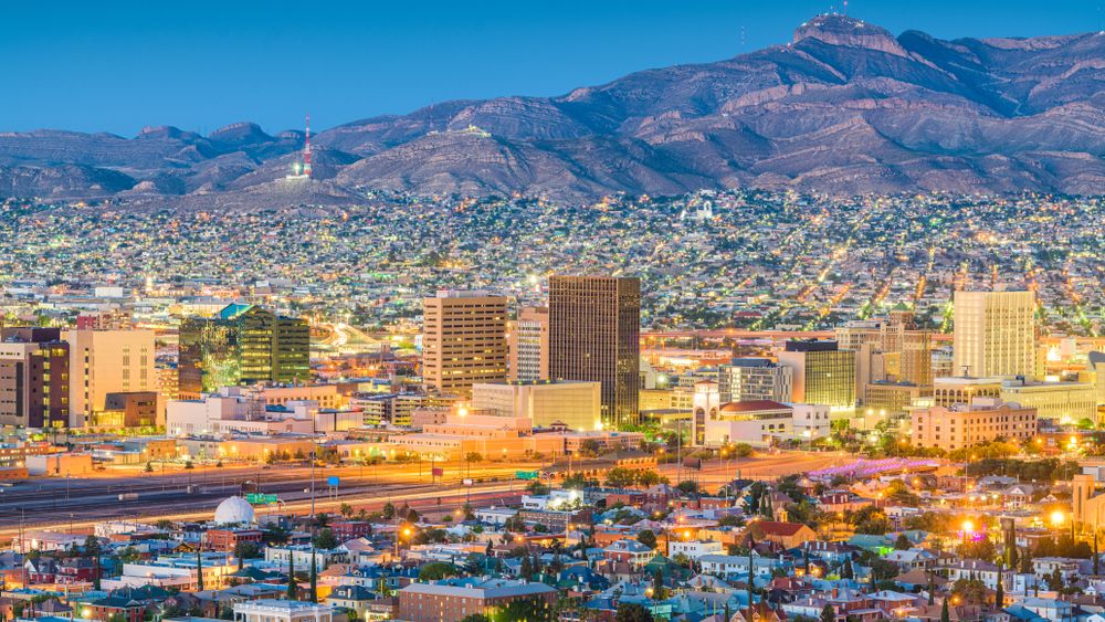 A view of El Paso, Texas, USA, at night