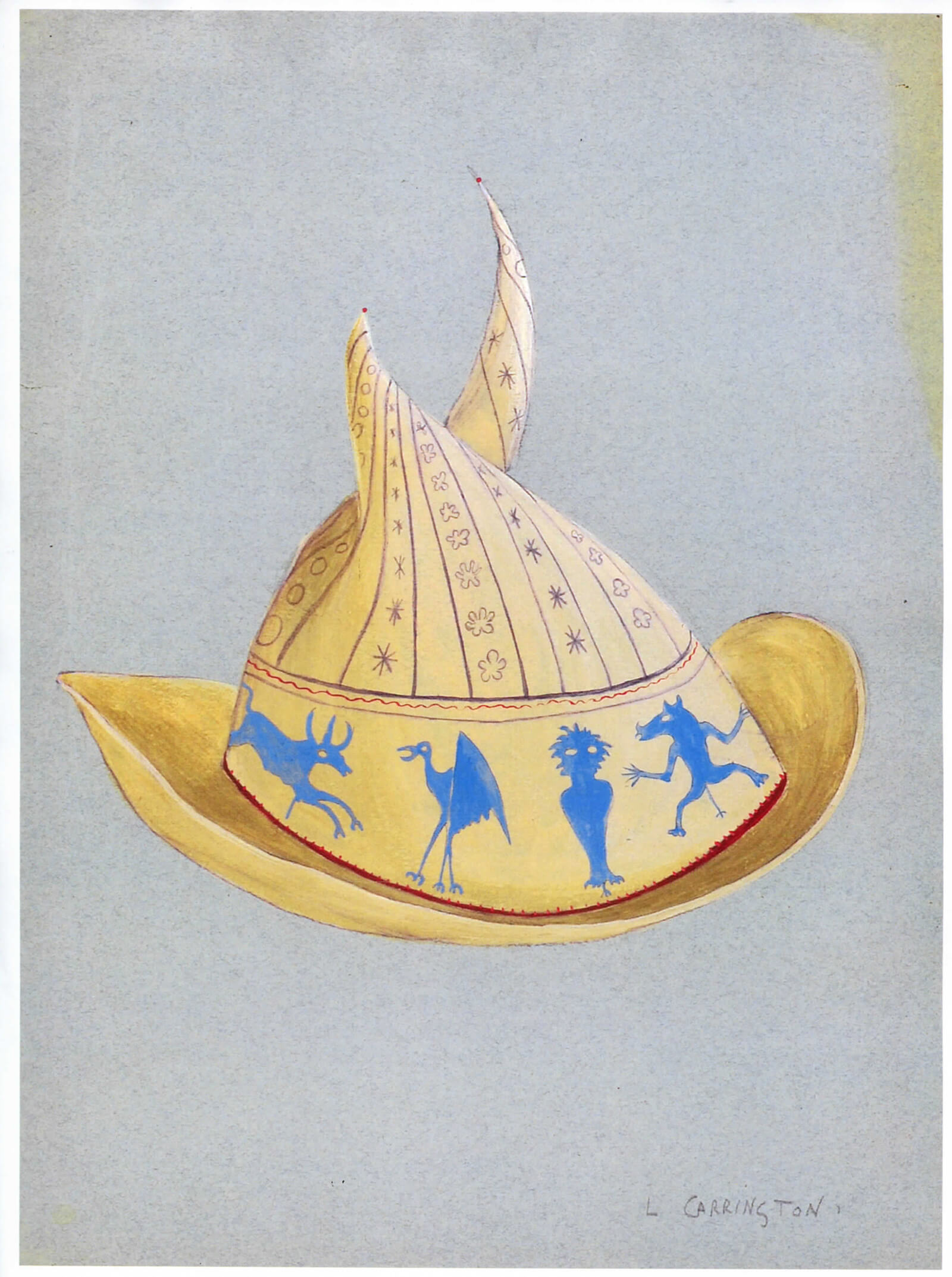 Chapeau casque antique , c. 1955,  Leonora Carrington | |Surrealism and Witchcraft | Lamb Gallery| STIRworld