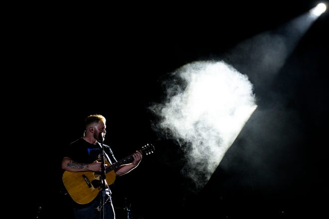 Zach Bryan performs during day two of Hinterland on Saturday, August 5, 2023 in St. Charles.