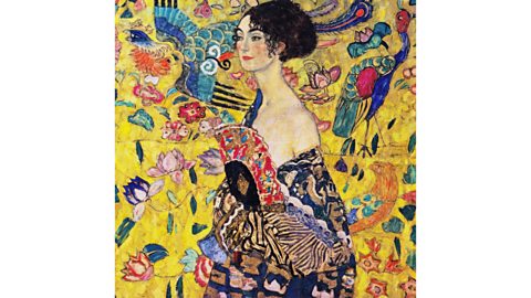 Alamy Eschewing the traditional vertical format for portraits in Lady with a Fan, Klimt used a square, giving the painting a modern edge (Credit: Alamy)