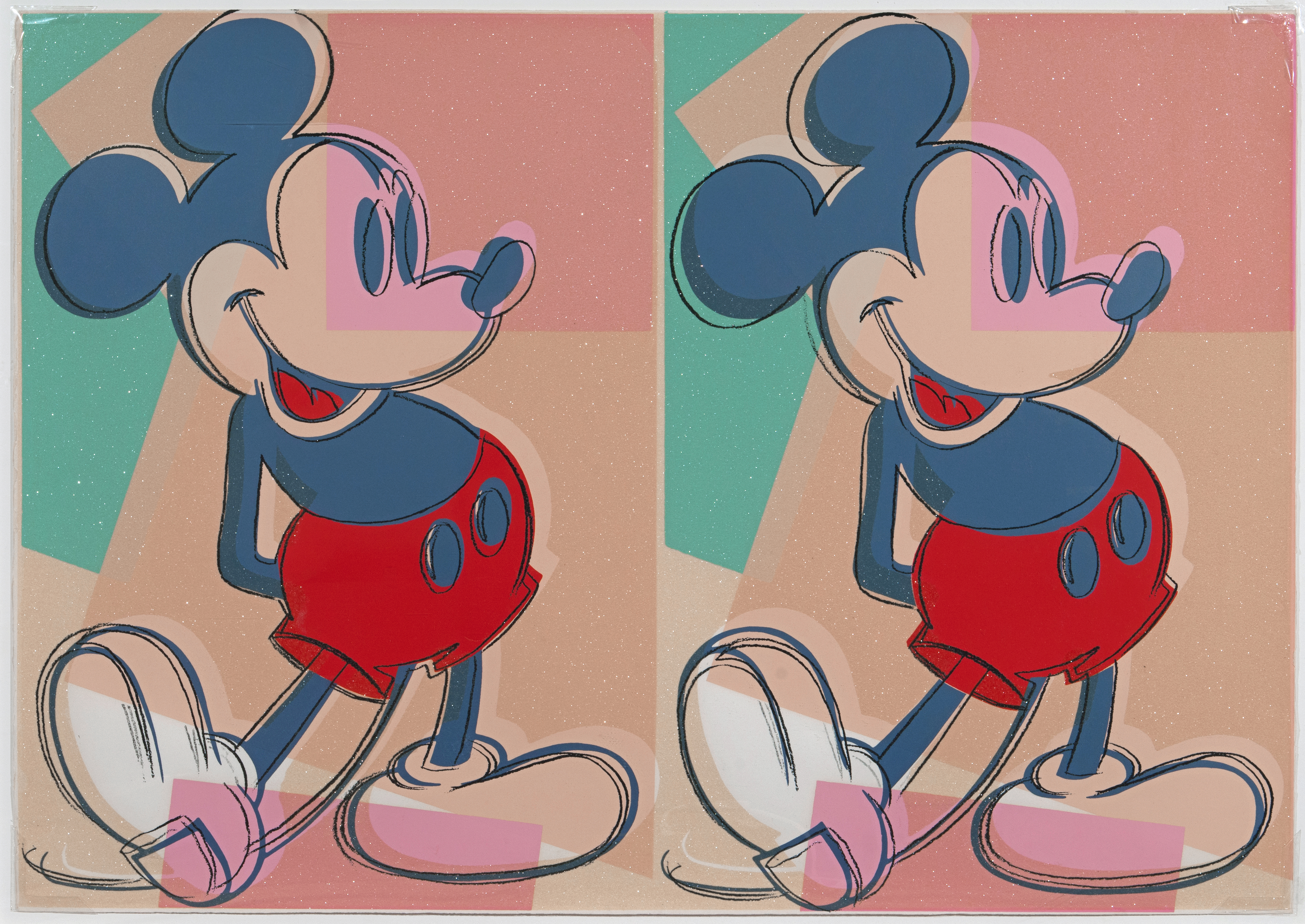 Two duplicative photos of Mickey Mouse placed next to each other.