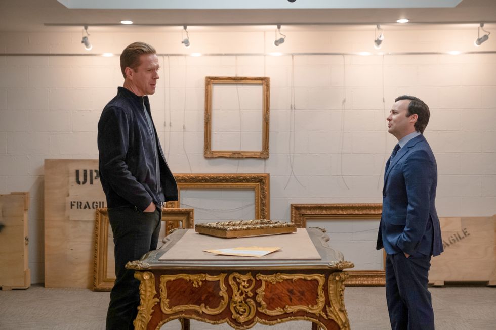 l r damian lewis as bobby axe axelrod and danny strong as todd krakow in billions the nordic model photo credit jeff neumannshowtime