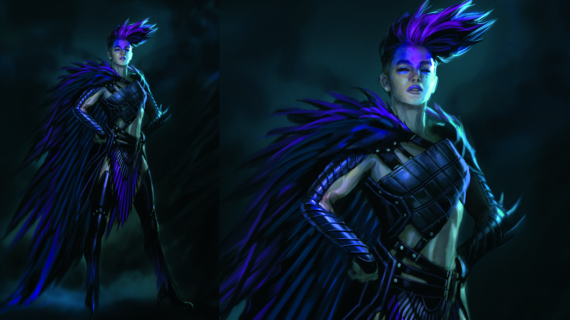 Artist insight, The Gnomon Workshop; a female character with pink feathers