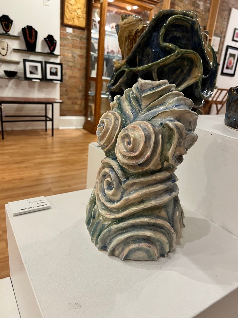 A sculpture by Samantha Nelson on display at the Artists Gallery.