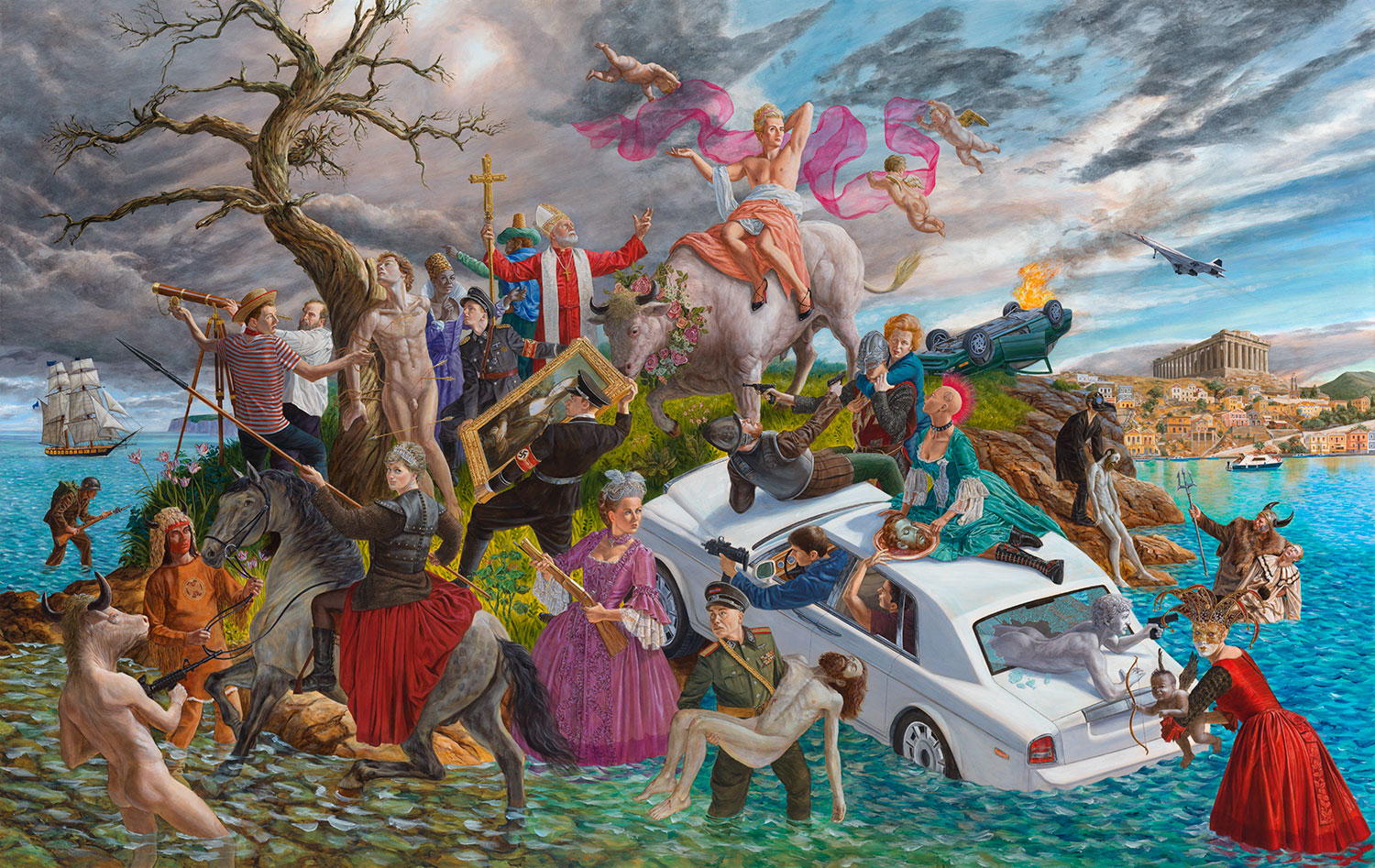 Miss Europe (2016) is part of Kent Monkman’s series The Four Continents, which riffs off a series of the same name by 18th-century Italian painter Gambattista Tiepolo.