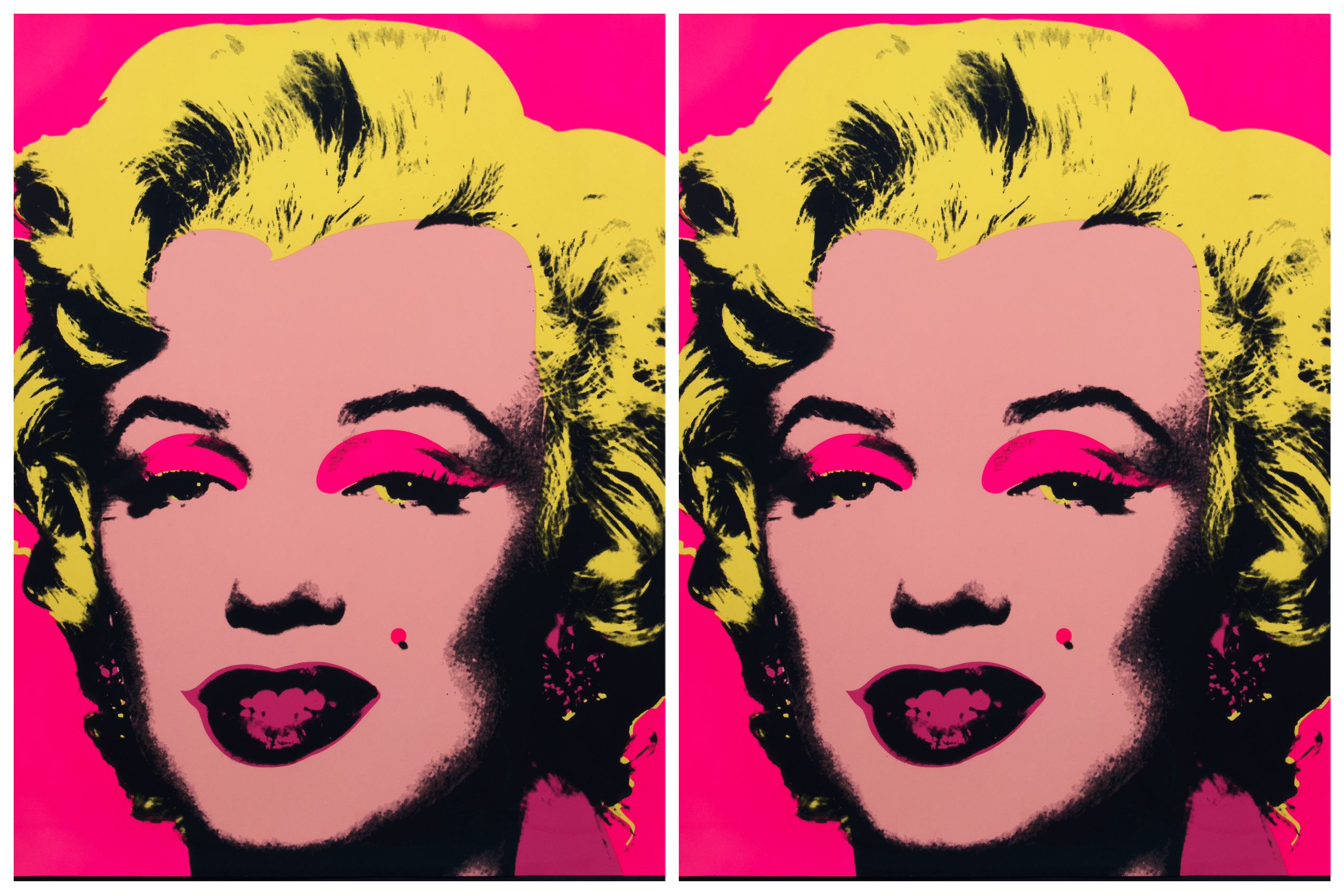 Bright pink print of Marilyn doubled