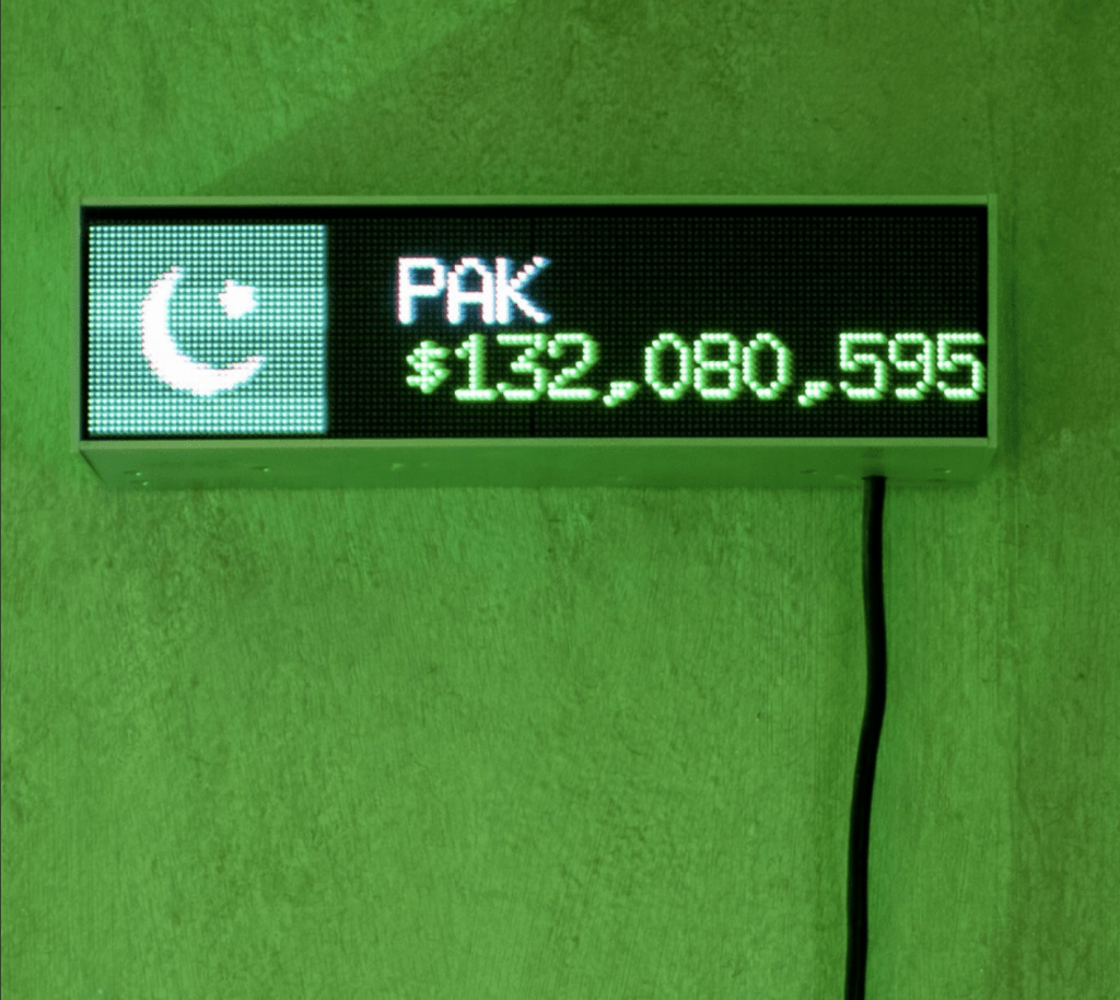 Image of screen against green background.