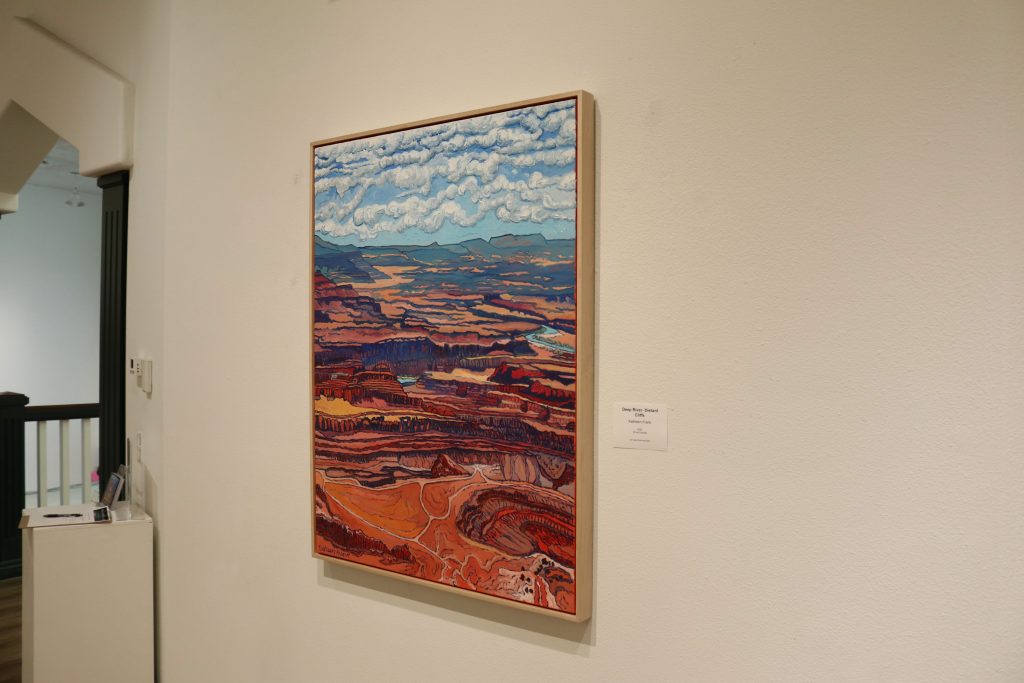 A painting by Kathleen Frank hangs inside the St. George Art Museum in St. George, Utah, Dec. 20, 2023 | Photo by Jessi Bang, St. George News