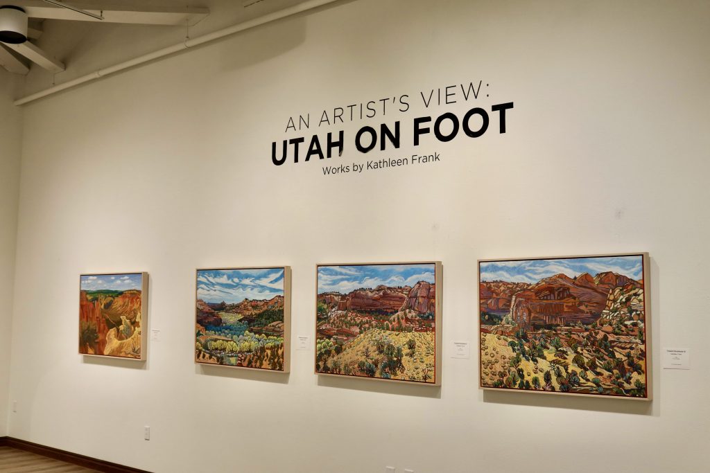 An Artist’s View: Utah on Foot, Works by Kathleen Frank is on display at the St. George Art Museum at 47 E 200 North in St. George, Utah, Dec. 20, 2023 | Photo by Jessi Bang, St. George News