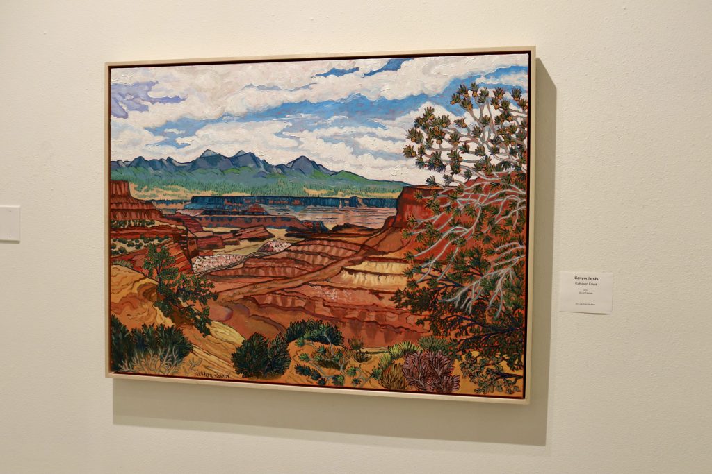 A painting by Kathleen Frank hangs inside the St. George Art Museum in St. George, Utah, Dec. 20, 2023 | Photo by Jessi Bang, St. George News