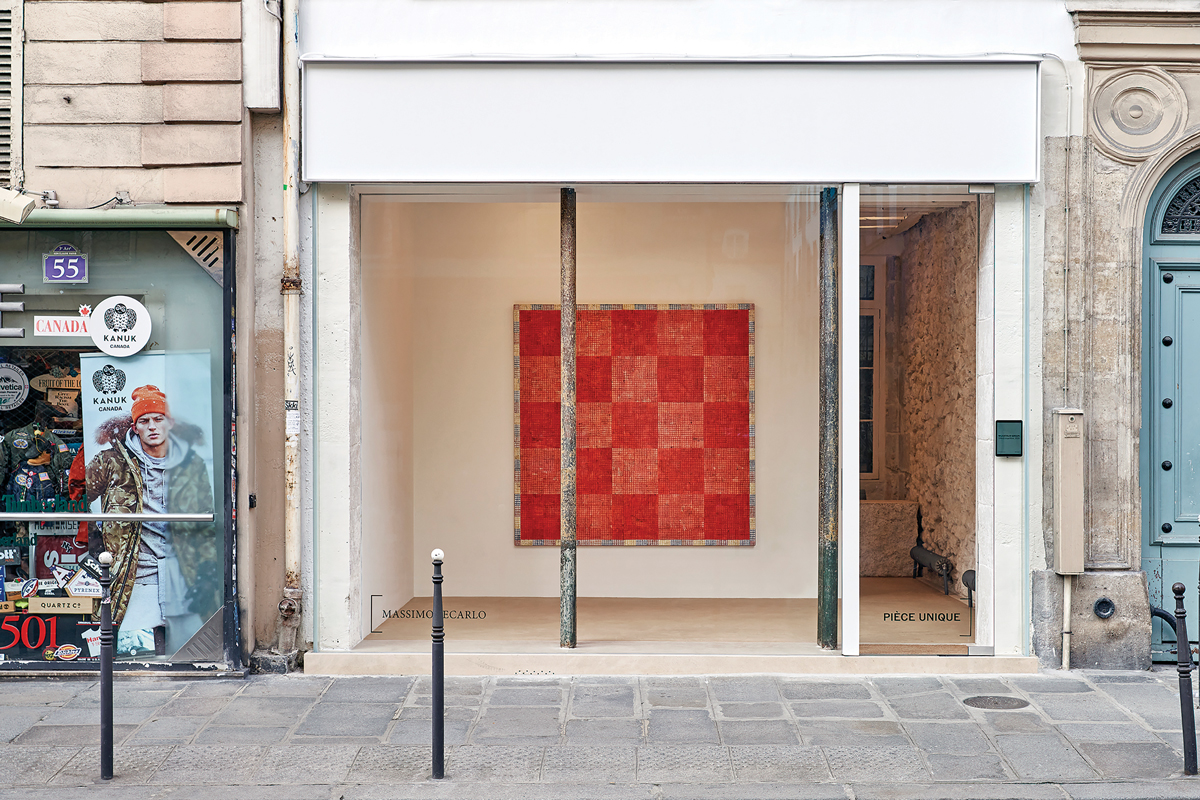 Massimo De Carlo’s Paris gallery, Pièce Unique, displays a single artwork; McArthur Binion, DNA:Orange:Work, 2020, which was on view there in March.