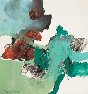 Syd Solomon’s 1967 painting “Coast Call” is featured in the Ringling College exhibition “Syd Solomon: Fluid Impressions.”