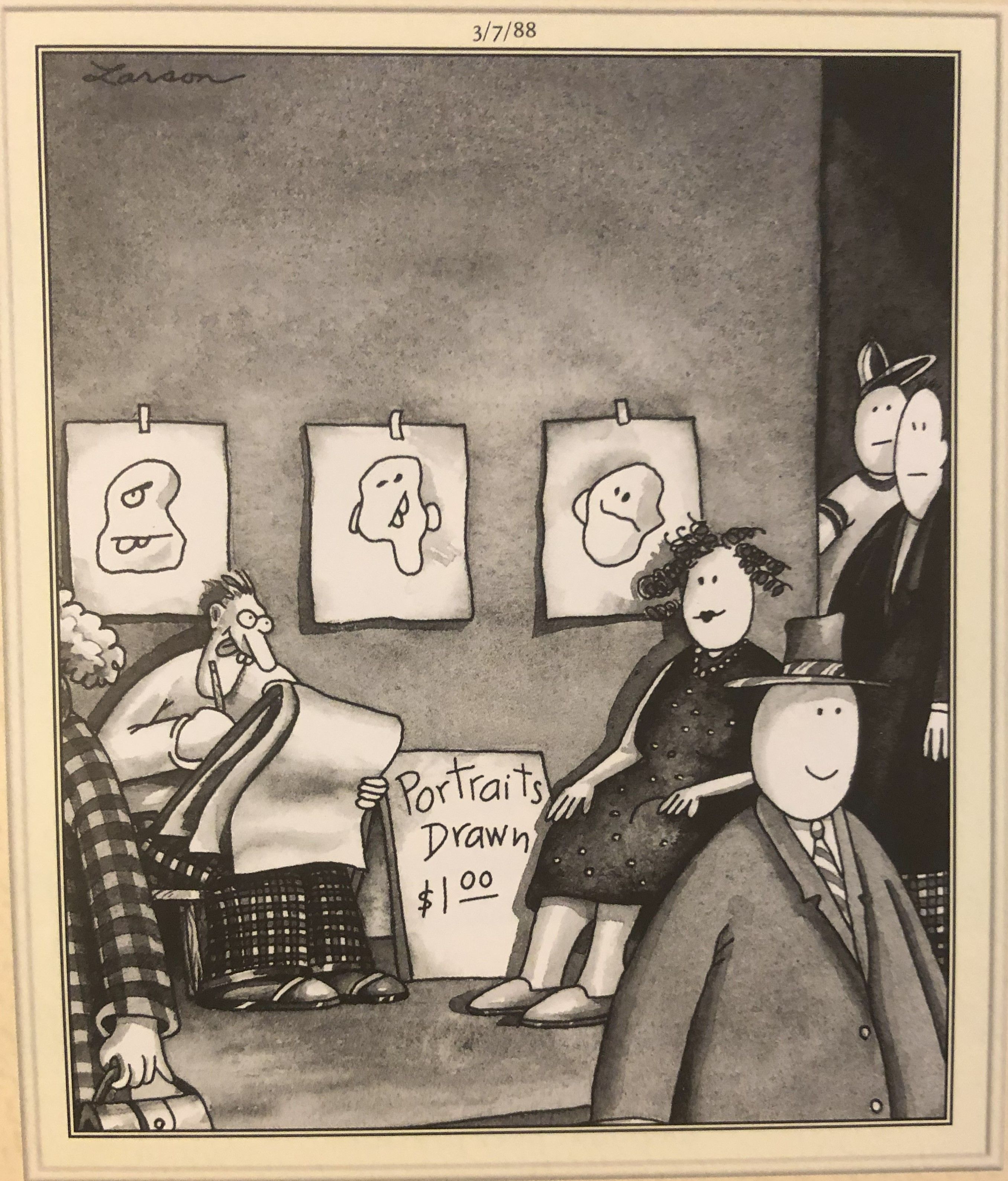 The Far Side, bad street artist can't even draw simple smiley faces