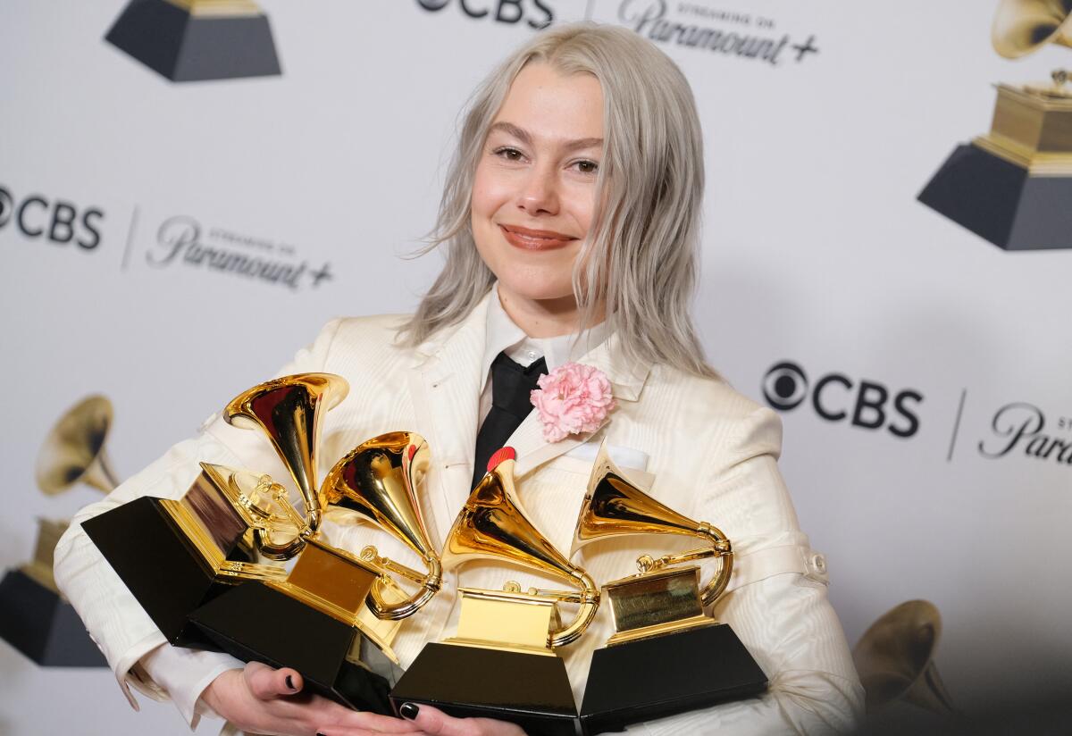 Singer-songwriter Phoebe Bridgers was the biggest winner at Sunday's 66th annual Grammy Awards