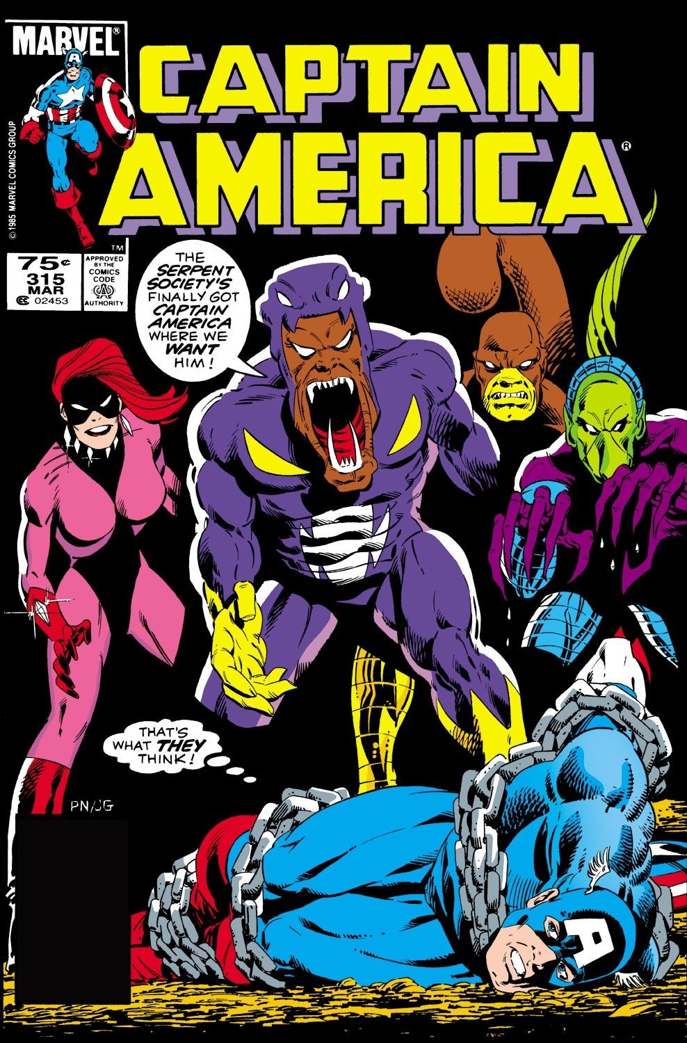 The cover of Captain America #315