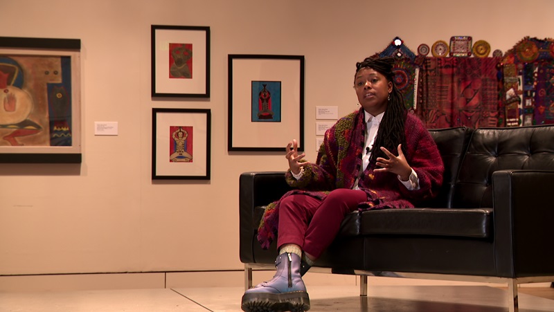 Intisar Abioto, the exhibition curator of Black Artists of Oregon, February 2024 (KOIN)