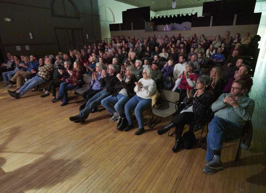 The audience applauds between songs Feb. 24 for “The Steel Wheels” band at CSPS Hall in Cedar Rapids. (Cliff Jette/Freelance for The Gazette)