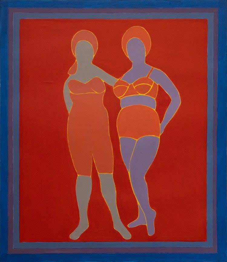 This painting by Erica Rutherford, titled Rubber Maids, is from 1970. It is one of the paintings being exhibited at the Venice Biennale. 