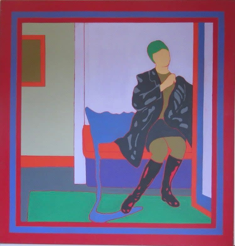 This painting by Erica Rutherford, titled The Coat (The Mirror), is from 1970. It is one of the paintings being exhibited at the Venice Biennale.  