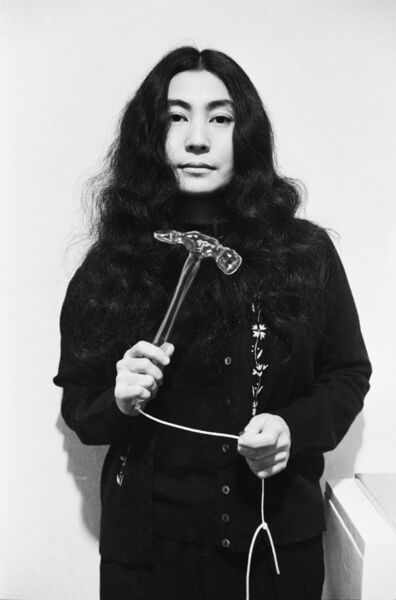 Yoko Ono with Glass Hammer 1967 from HALF-A-WIND SHOW, Lisson Gallery, London, 1967. Photo © Clay Perry