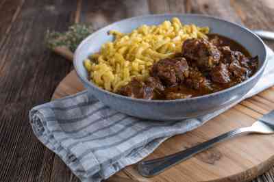 Pork goulash with spaetzle