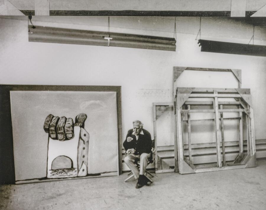 Philip Guston in his studio