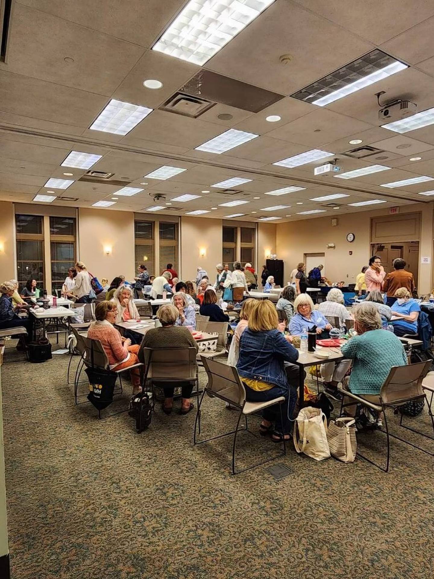 The Fox Valley Knitters’ Guild has been around for about 35 years and has approximately 130 members.  The group gathers at various locations in Kane and DuPage counties each month.