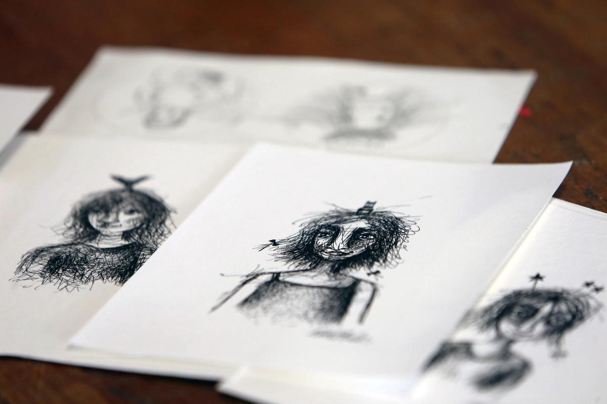 Kerri Blades' ink sketches.