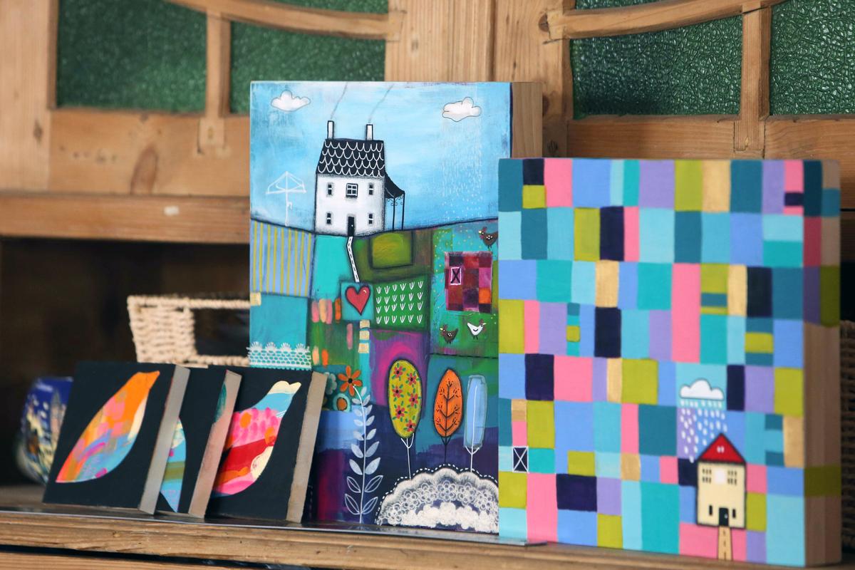 Some of Kerri Blades’ colourful works.